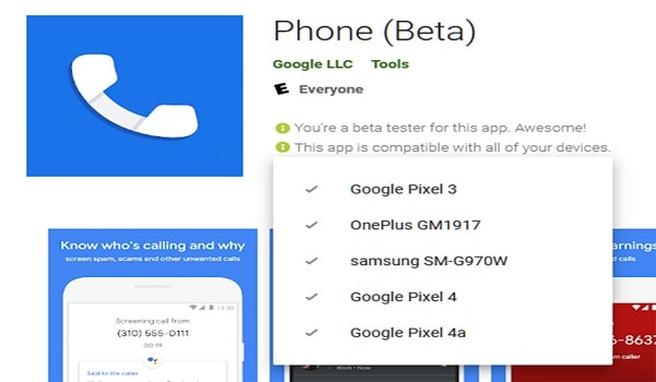google-phone-app-availability Beta Header