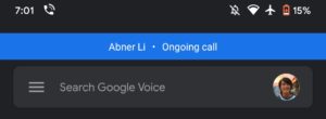 Google Voice ongoing call