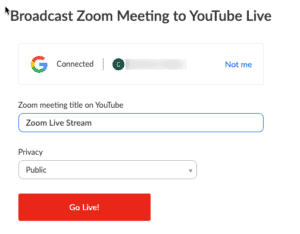Enable Zoom on Android to livestream to YouTube