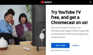 free Chromecast YouTube TV