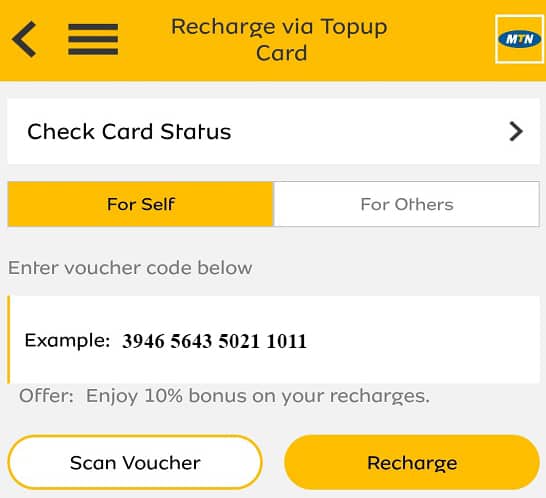 MTN 10% Recharge Bonus