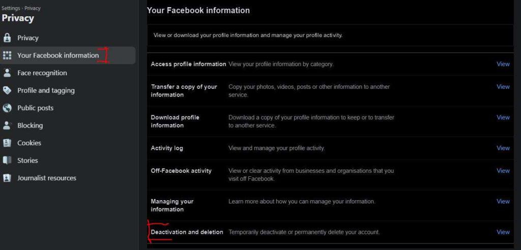 how to deactivate facebook