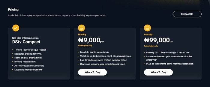 dstv packages and prices