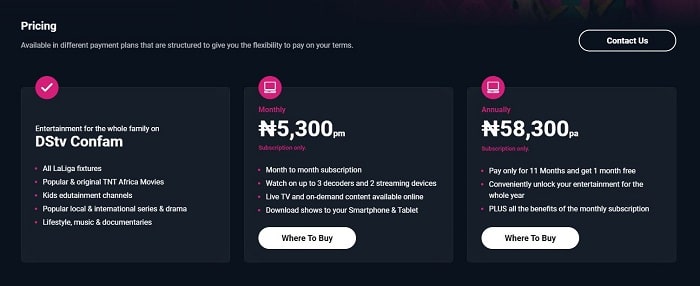 dstv packages and prices