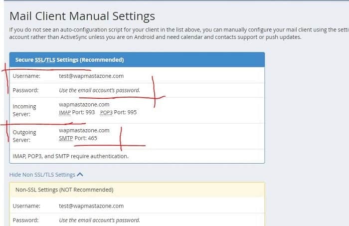 mail client manual settings