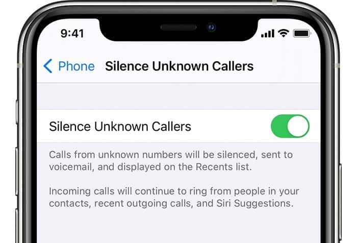 Silence Unknown Callers on iPhone