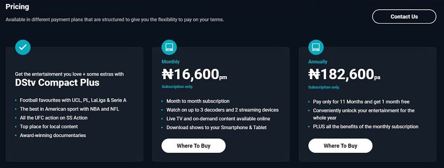 latest DStv Compact plus price in Nigeria