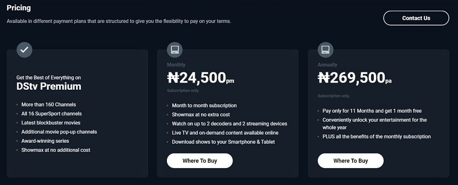 latest DStv premium price in Nigeria
