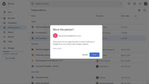 blocking feature on google drive